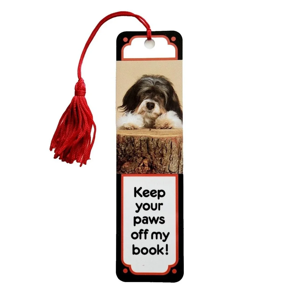 Vintage 90s Tibetan Terrier Bookmark Dog Paws book Tassel 1991 Antioch TBM-08052